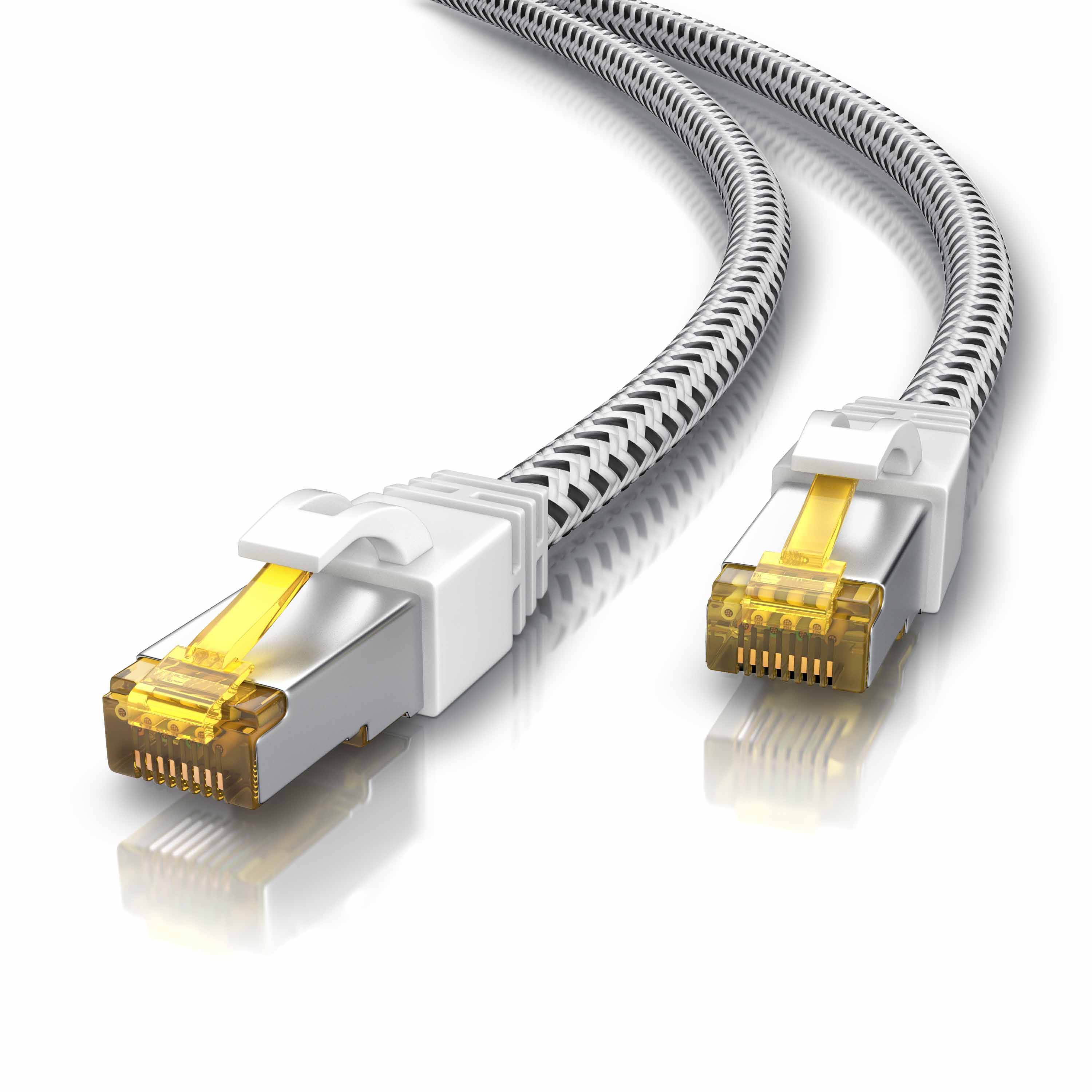 Primewire Patchkabel CAT 7 Rohkabel mit Braiding, Gigabit Ethernet LAN Kabel 10 Gbit/s S/FTP PIMF, Netzwerkkabel - 0,25m