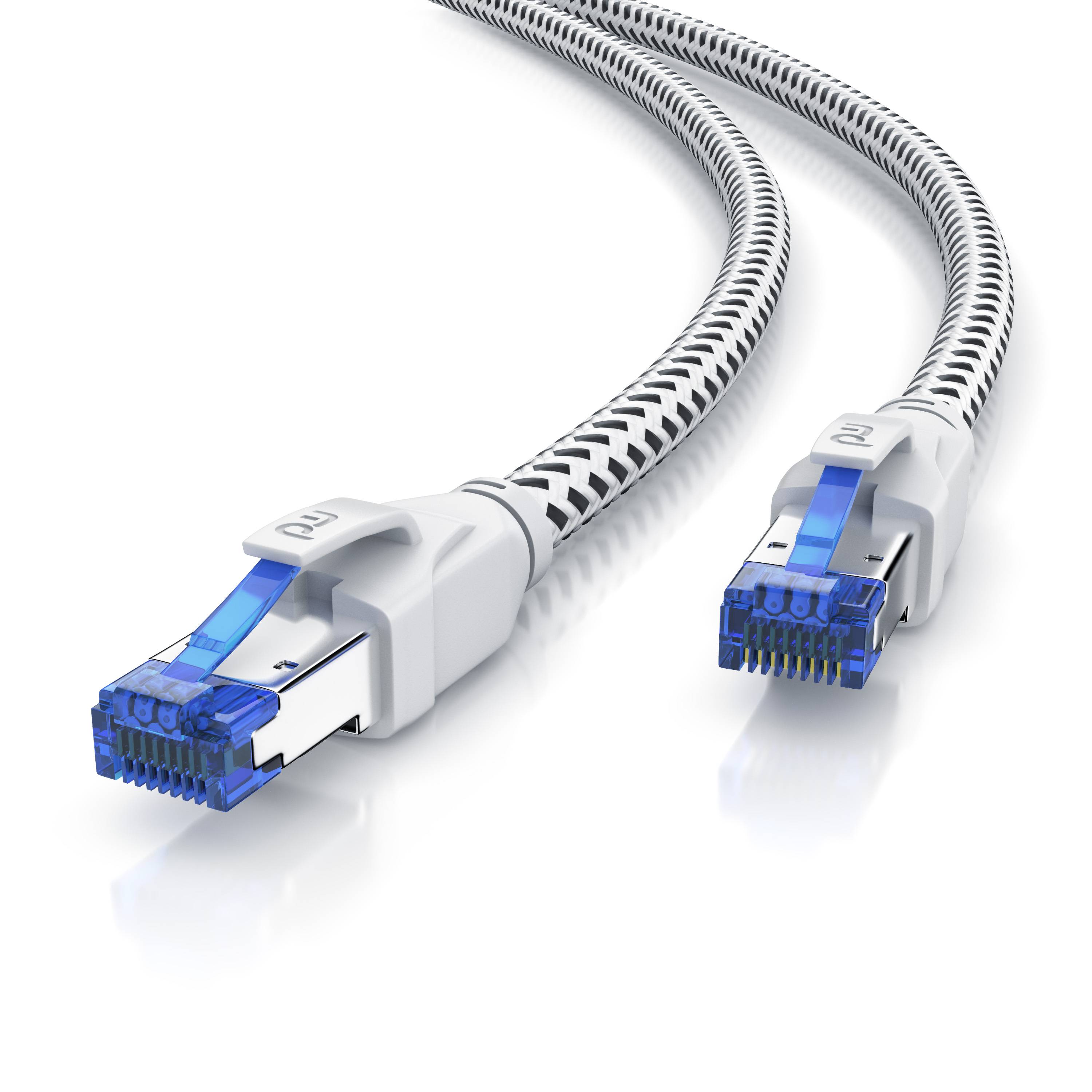 Primewire Patchkabel CAT 8, Gigabit Ethernet LAN Kabel, 40 Gbit/s S/FTP PIMF, Netzwerkkabel mit Baumwollmantel - 15m