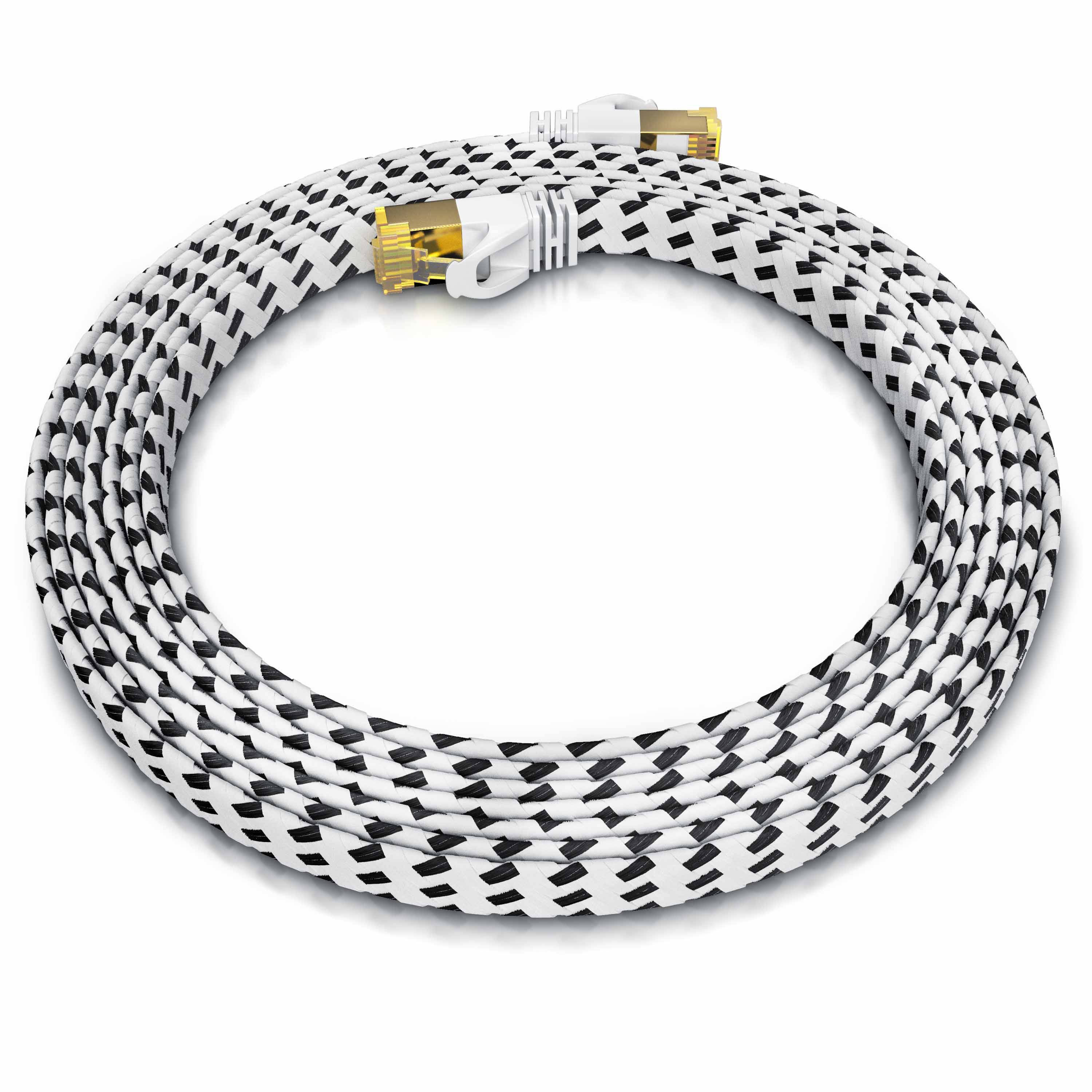 Primewire Flachbandpatchkabel CAT 7 mit Braiding, Gigabit Ethernet LAN Kabel 10 Gbit/s U/FTP PIMF, Netzwerkkabel - 20m
