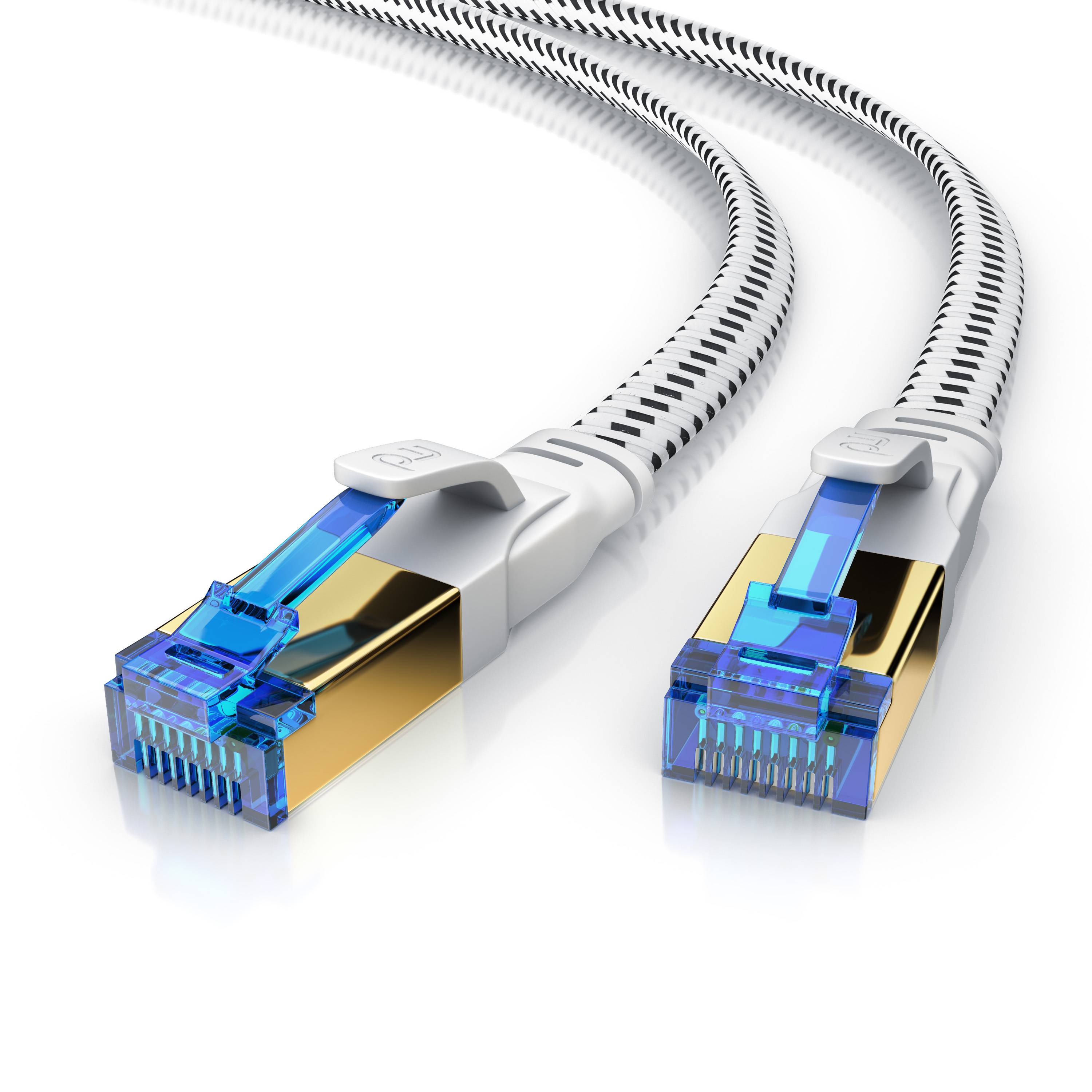 Primewire Flachbandpatchkabel CAT 8 mit Braiding, Gigabit Ethernet LAN Kabel 40 Gbit/s U/FTP PIMF, Netzwerkkabel - 2m