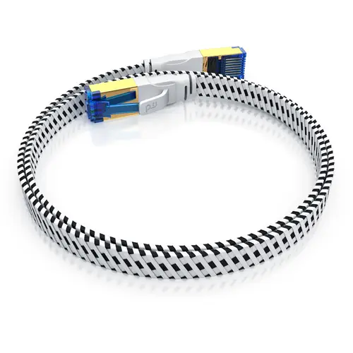 Primewire Flachbandpatchkabel CAT 8 mit Braiding, Gigabit Ethernet LAN Kabel 40 Gbit/s U/FTP PIMF, Netzwerkkabel - 0,25m Primewire Flachbandpatchkabel CAT 8 mit Braiding, Gigabit Ethernet LAN Kabel 40 Gbit/s U/FTP PIMF, Netzwerkkabel - 0,25m