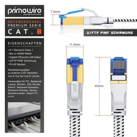 Primewire Flachbandpatchkabel CAT 8 mit Braiding, Gigabit Ethernet LAN Kabel 40 Gbit/s U/FTP PIMF, Netzwerkkabel - 0,25m Primewire Flachbandpatchkabel CAT 8 mit Braiding, Gigabit Ethernet LAN Kabel 40 Gbit/s U/FTP PIMF, Netzwerkkabel - 0,25m