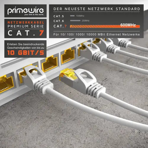Primewire Ultra Slim Patchkabel Cat 7, LAN Ethernet Gigabit Kabel, 10000 Mbit U/FTP PIMF Schirmung, Netzwerkkabel - 3m Primewire Ultra Slim Patchkabel Cat 7, LAN Ethernet Gigabit Kabel, 10000 Mbit U/FTP PIMF Schirmung, Netzwerkkabel - 3m