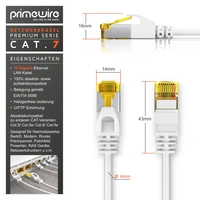 Primewire Ultra Slim Patchkabel Cat 7, LAN Ethernet Gigabit Kabel 10000 Mbit U/FTP PIMF Schirmung, Netzwerkkabel - 0,25m Primewire Ultra Slim Patchkabel Cat 7, LAN Ethernet Gigabit Kabel 10000 Mbit U/FTP PIMF Schirmung, Netzwerkkabel - 0,25m