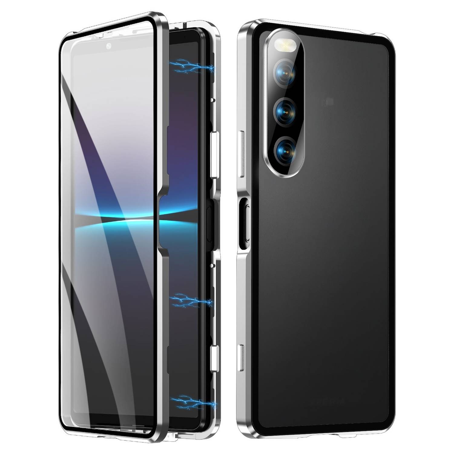 Für Sony Xperia 10 V Beidseitiger 360 Grad Magnet Glas Hülle Bumper