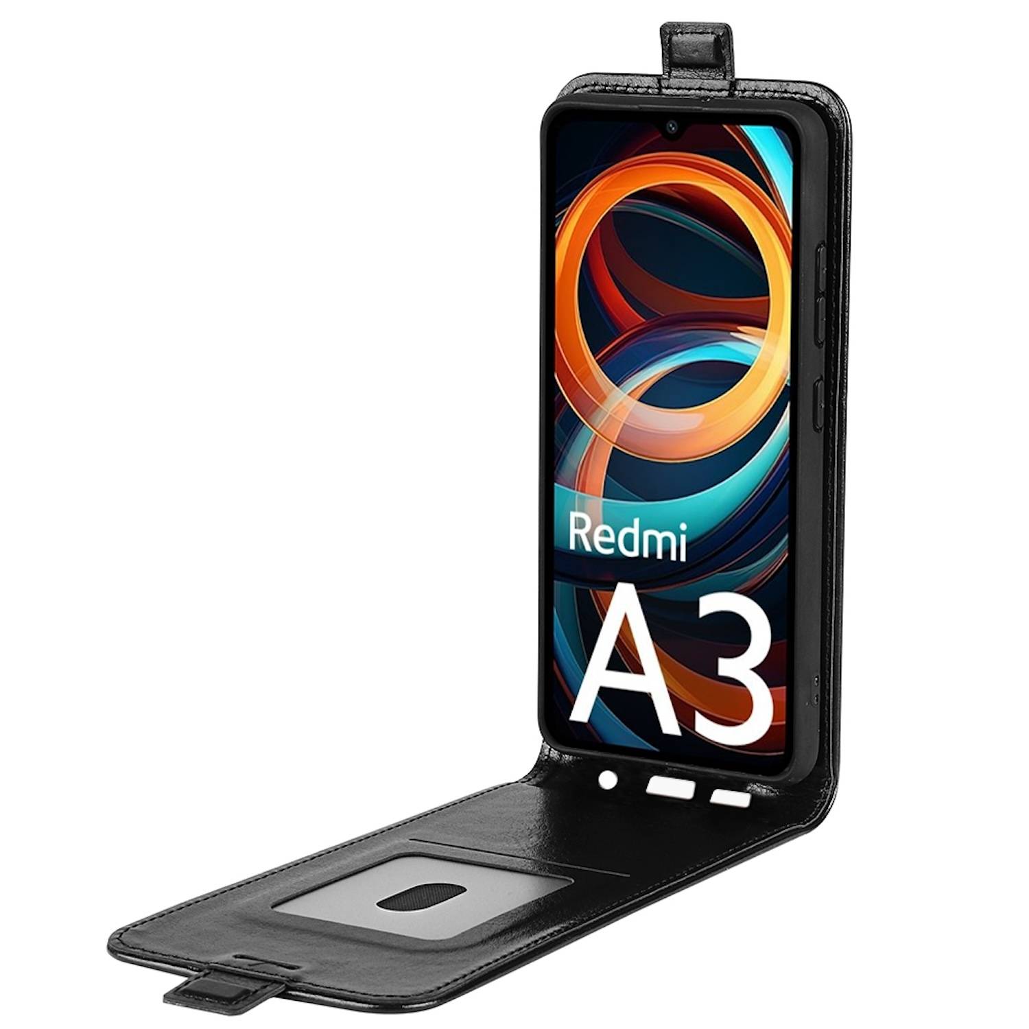 Für Xiaomi Redmi A3 Flip Handy Tasche Schwarz Hülle Case Cover Schutz
