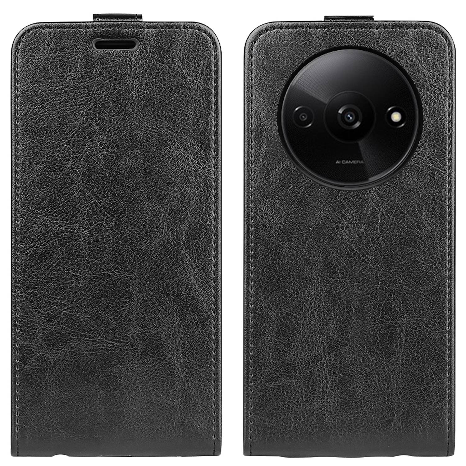 Für Xiaomi Redmi A3 Flip Handy Tasche Schwarz Hülle Case Cover Schutz