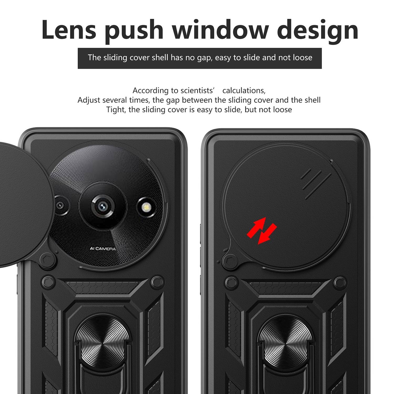 Für Xiaomi Redmi A3 Armor Magnet Ring Schiebe Kamera Cover Handy Hülle
