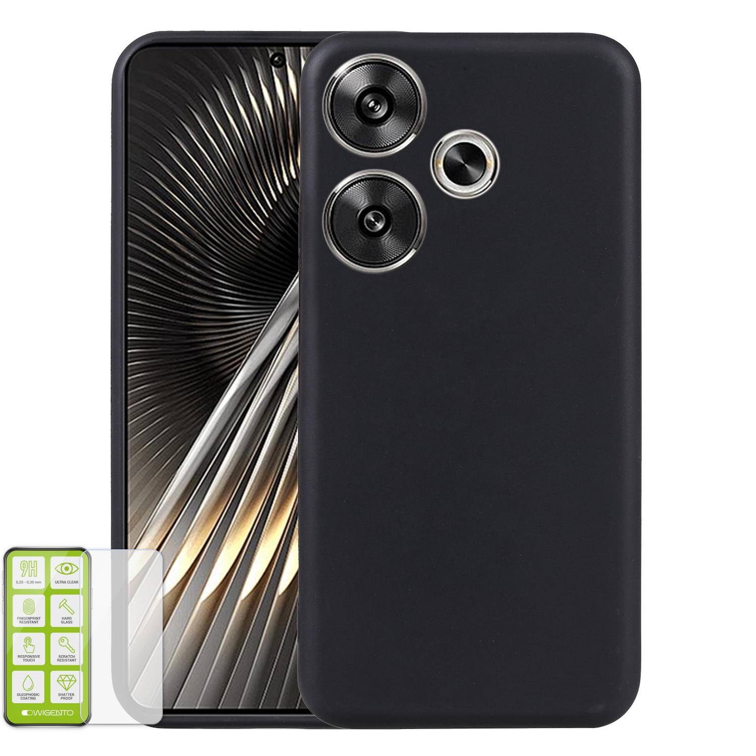 Für Xiaomi Poco F6 5G / Redmi Turbo 3 Silikon TPU Hülle + H9 Hart Glas