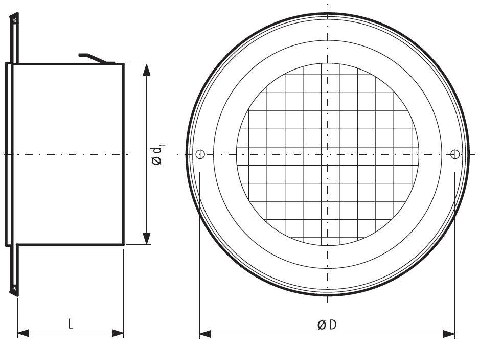 Edelstahl Abluftgitter Drahtgitter Abluft Wickelfalzrohr Abschlussgitter Lüftungsgitter Lüftungsrohr Ø 125 mm