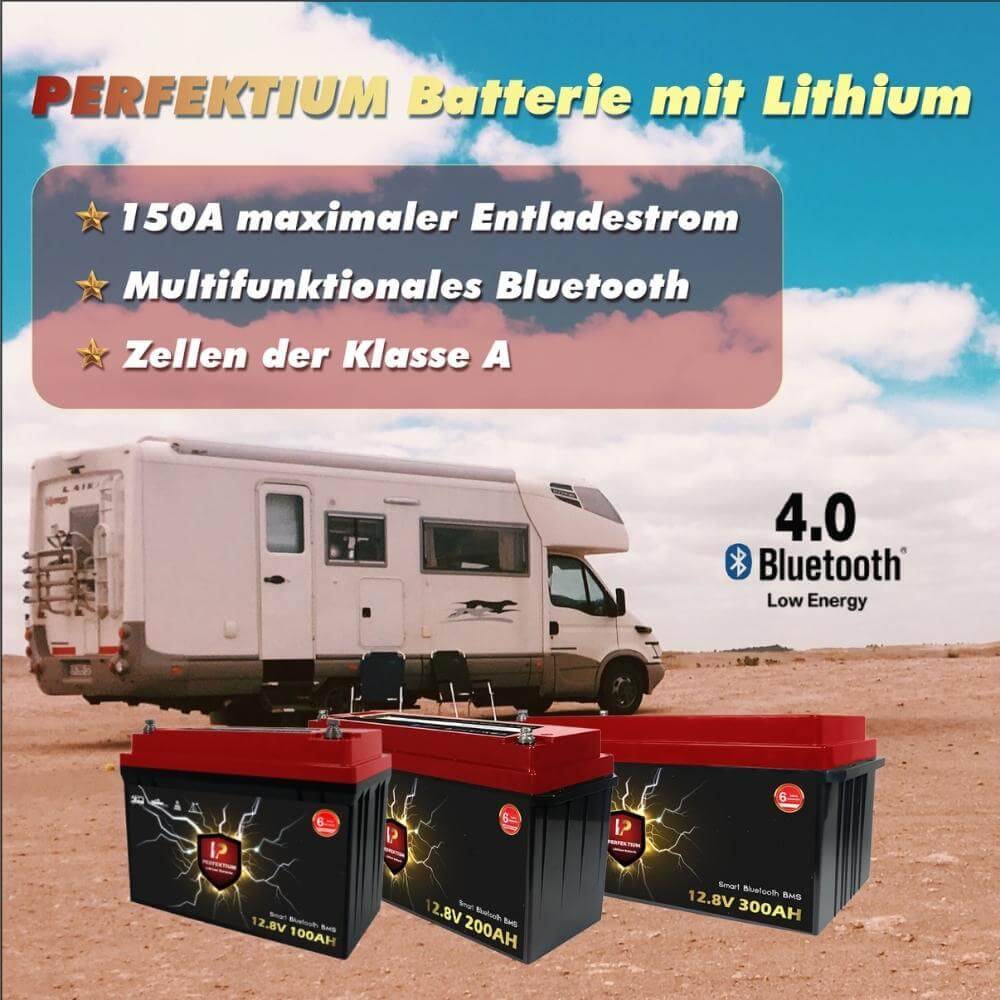 Perfektium LiFePO4 12.8V 100Ah Smart Bluetooth BMS mit 0% MwSt nach §12 Abs. 3 UstG