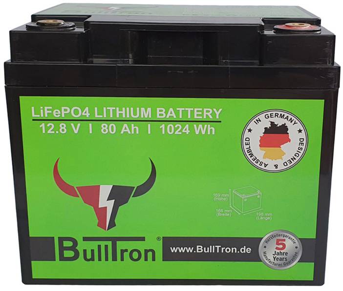 BullTron LiFePO4 12,8V 80Ah Smart BMS und Bluetooth mit 0% MwSt nach §12 Abs. 3 UstG
