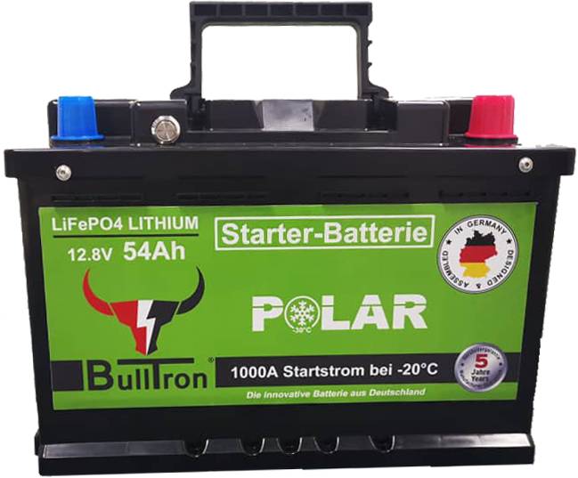 BullTron LiFePO4 12,8V 54Ah Smart BMS Bluetooth Starter Polar mit 0% MwSt nach §12 Abs. 3 UstG