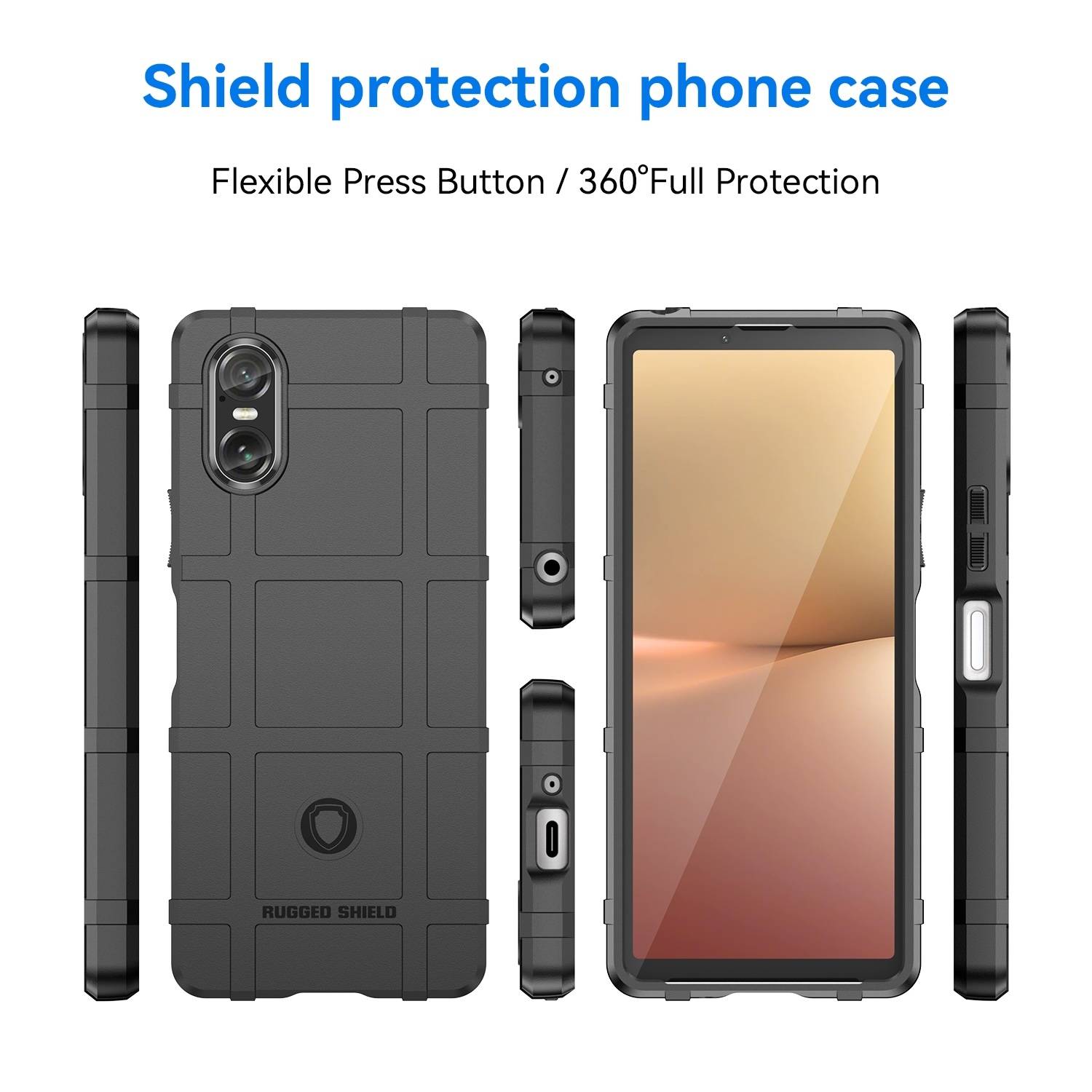 Für Sony Xperia 10 VI Rugged Shield Schock TPU Schutz Hülle Schwarz