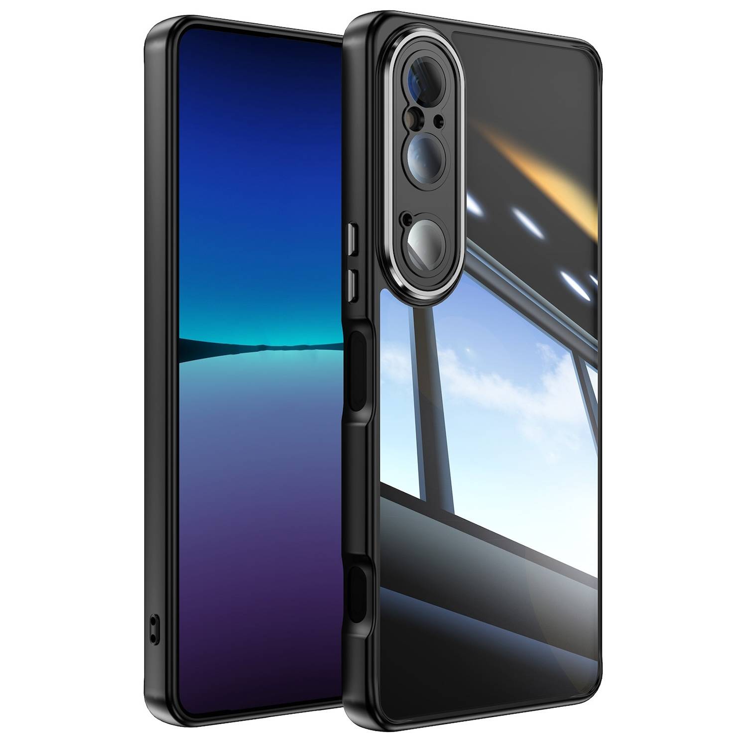 Für Sony Xperia 1 VI Armor Hybrid Acryl TPU Schock Schutz Hülle Black