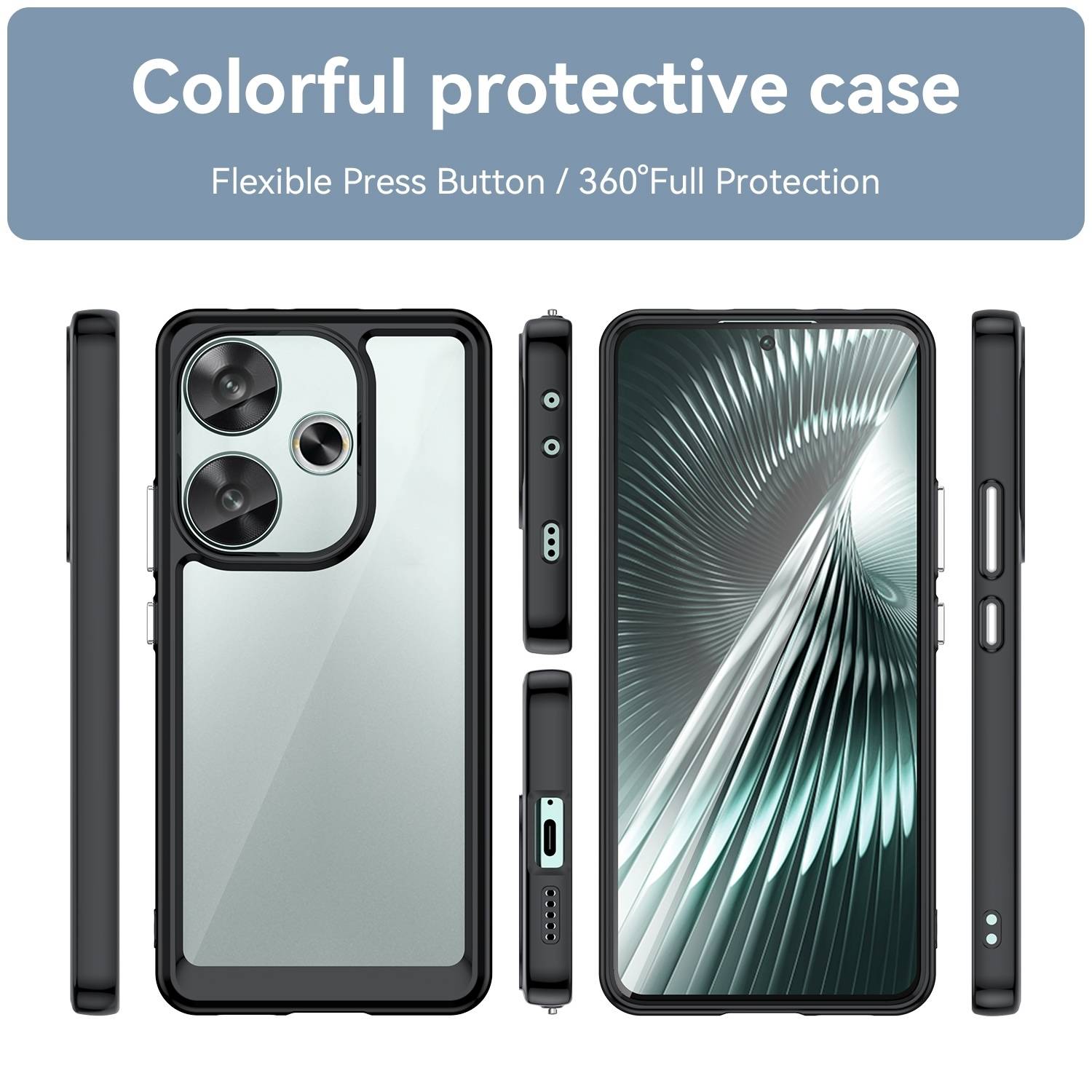Für Xiaomi Poco F6 5G / Redmi Turbo 3 Colorful TPU Acryl Hybrid Hülle