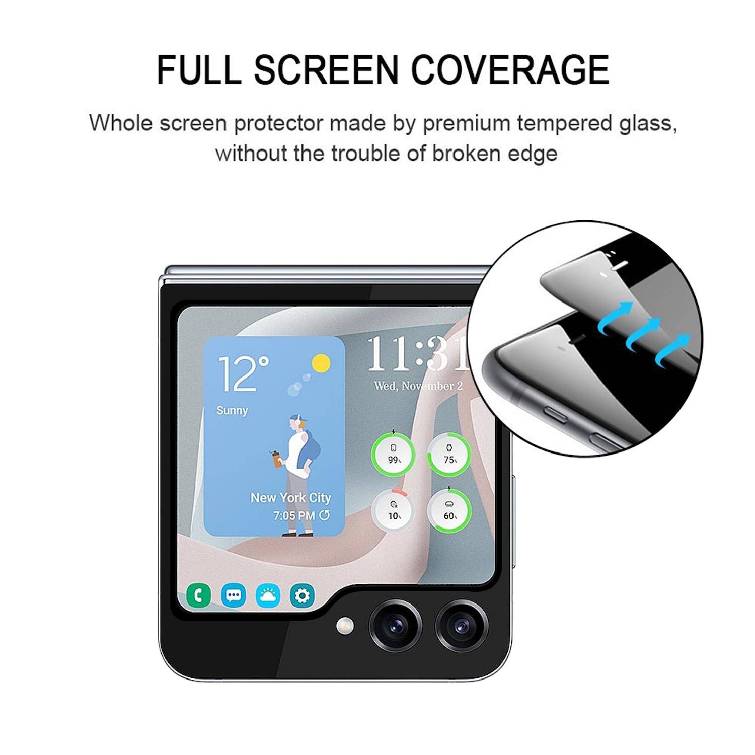 Für Samsung Galaxy Z Flip7 FE / Flip6 5G Small Screen 3D Full Schutz Hart Glas
