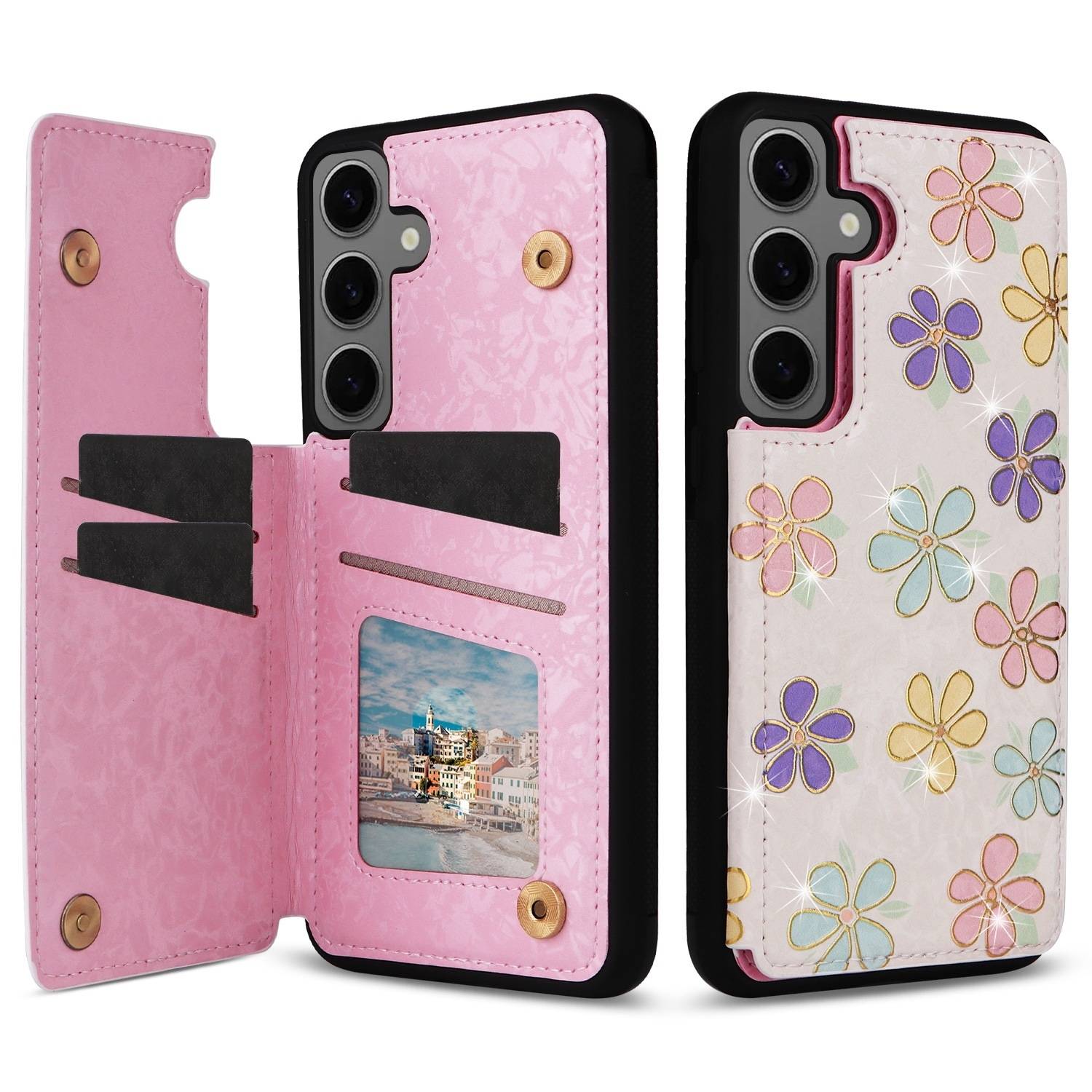 Für Samsung Galaxy S24 Plus RFID Anti Datenklau Hülle Blumen Motiv 3