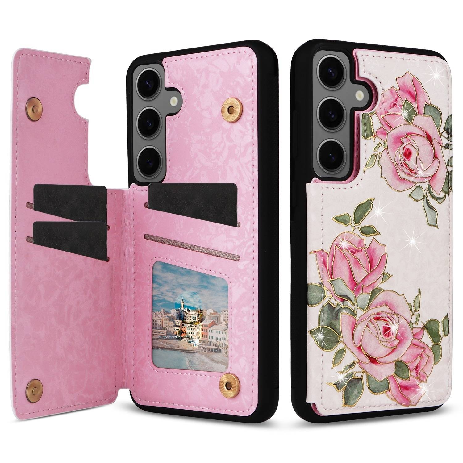Für Samsung Galaxy S24 Plus RFID Anti Datenklau Hülle Blumen Motiv 4