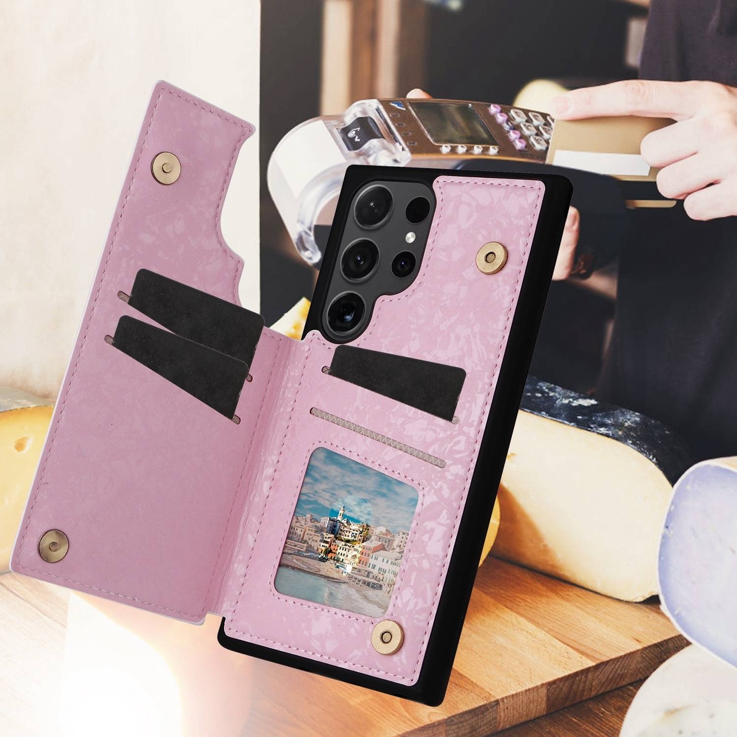 Für Samsung Galaxy S24 Ultra RFID Anti Datenklau Hülle Blumen Motiv 4