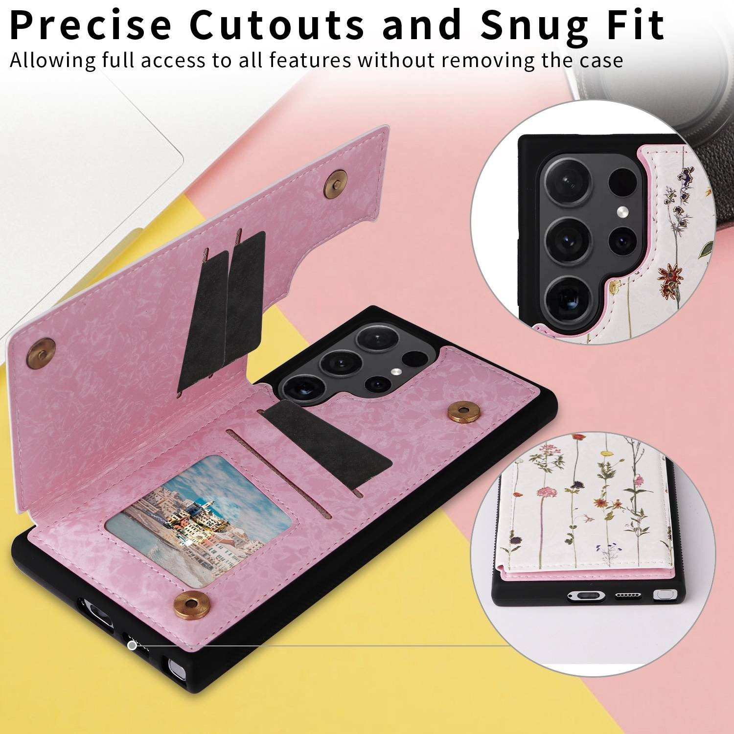 Für Samsung Galaxy S24 Ultra RFID Anti Datenklau Hülle Blumen Motiv 2