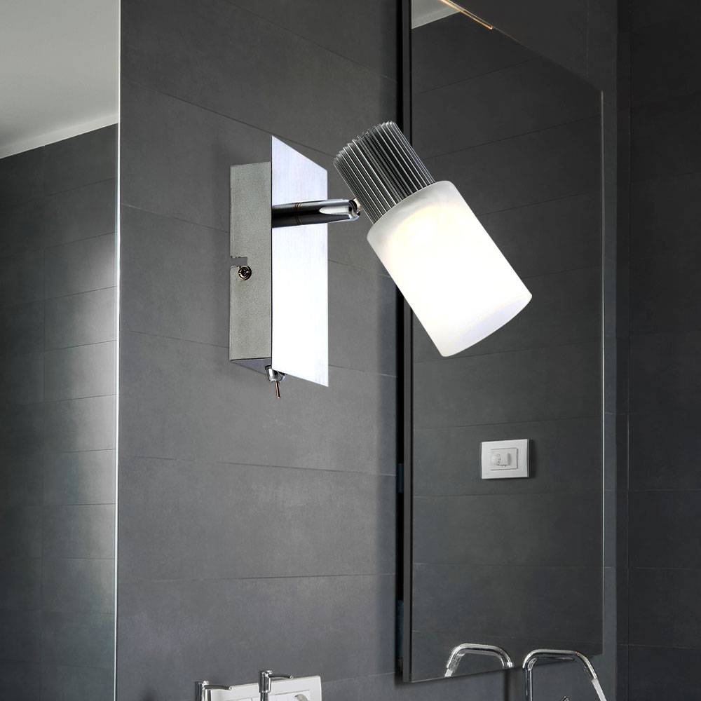 Wandleuchte Wohnzimmerlampe Schlafzimmerleuchte LED Wandlampe chrom Leseleuchte, mit beweglichem Spot, Alabaster Optik, 5W 300lm 3200K, LxBxH