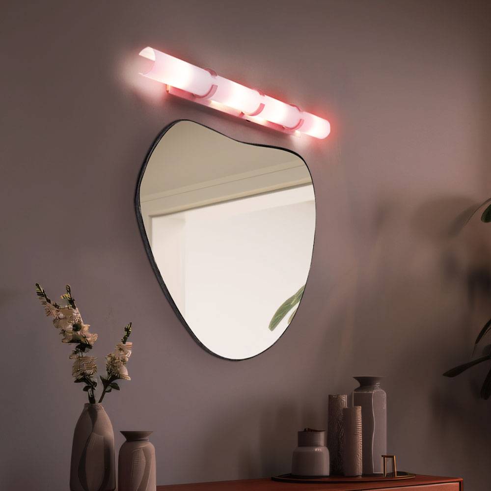 Wandleuchte mit Fernbedienung Wandlampe dimmbar Wohnzimmerleuchte Badezimmerleuchte, Metall Chrom Glas weiß, 4x RGB LED 4,8W 470Lm warmweiß, L 85 cm