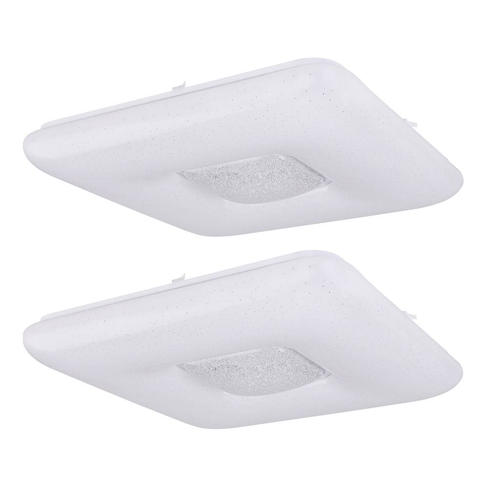 LED Deckenleuchte Sternenhimmel Deckenlampe Wohnzimmerleuchte Esszimmerlampe, Kristalle klar, Metall Chrom, 24 W 1600lm 3000K, L x B x H 43 x 43