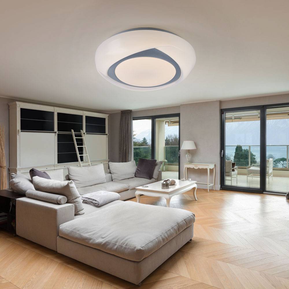 Deckenleuchte LED Deckenlampe rund weiß Schlafzimmerleuchte in weiß, Metall Acryl, 1x LED 15W 1040lm 3000K warmweiß, DxH 35x9,5 cm, 2er Set