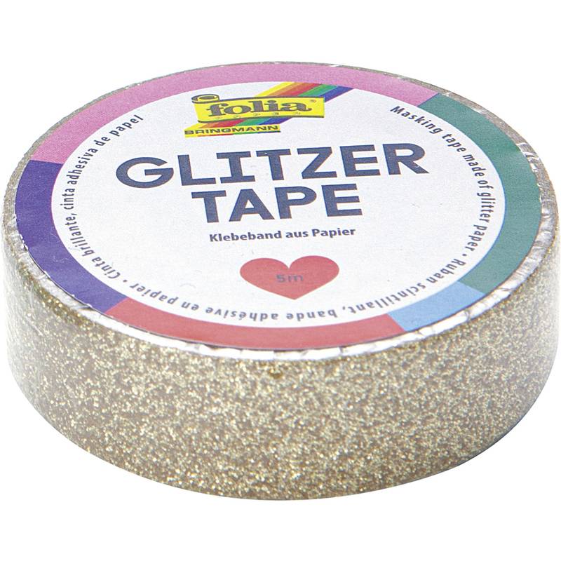folia Deko-Klebeband Glitzer-Tape, 15 mm x 5 m, gold