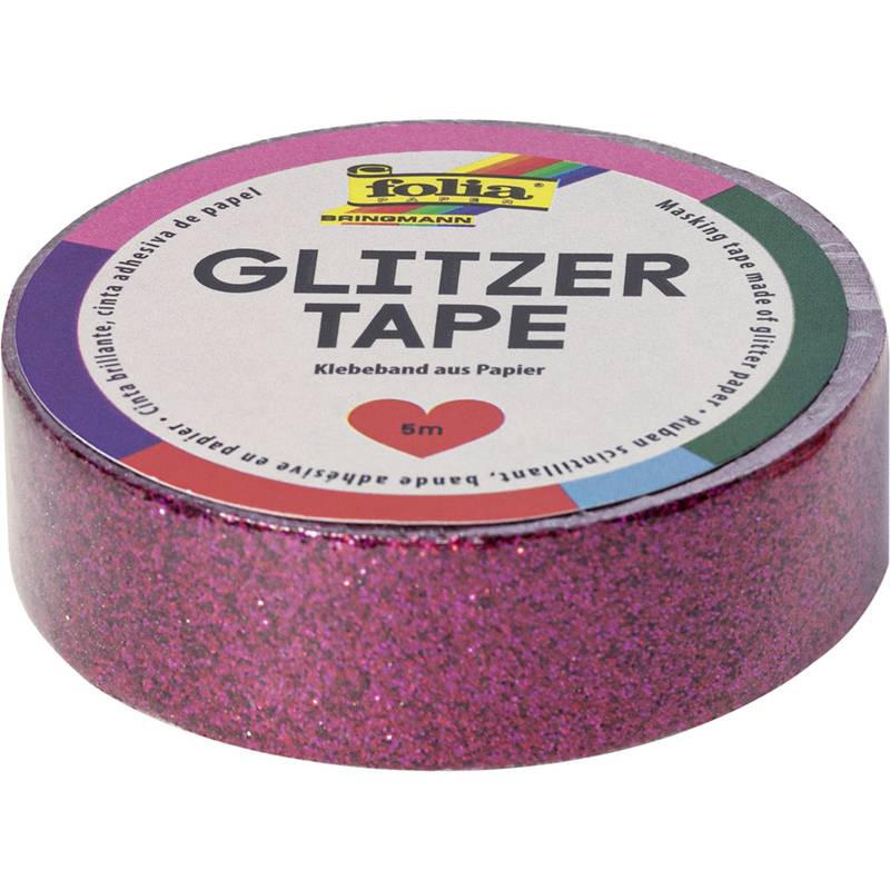folia Deko-Klebeband Glitzer-Tape, 15 mm x 5 m, pink