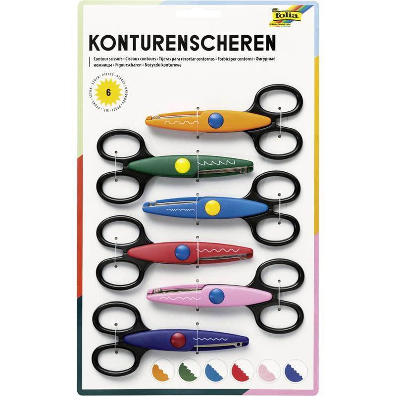 folia Konturenscheren-Set, 6 Stück, sortiert