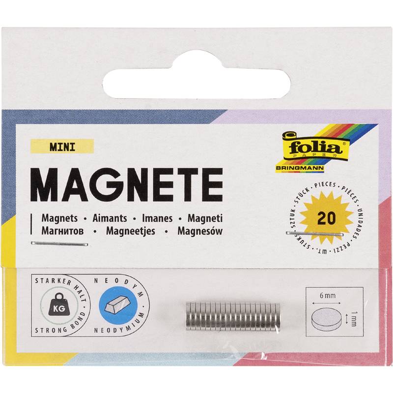 folia Mini-Neodym-Magnet, Durchm.: 6 mm x (H)1 mm, silber