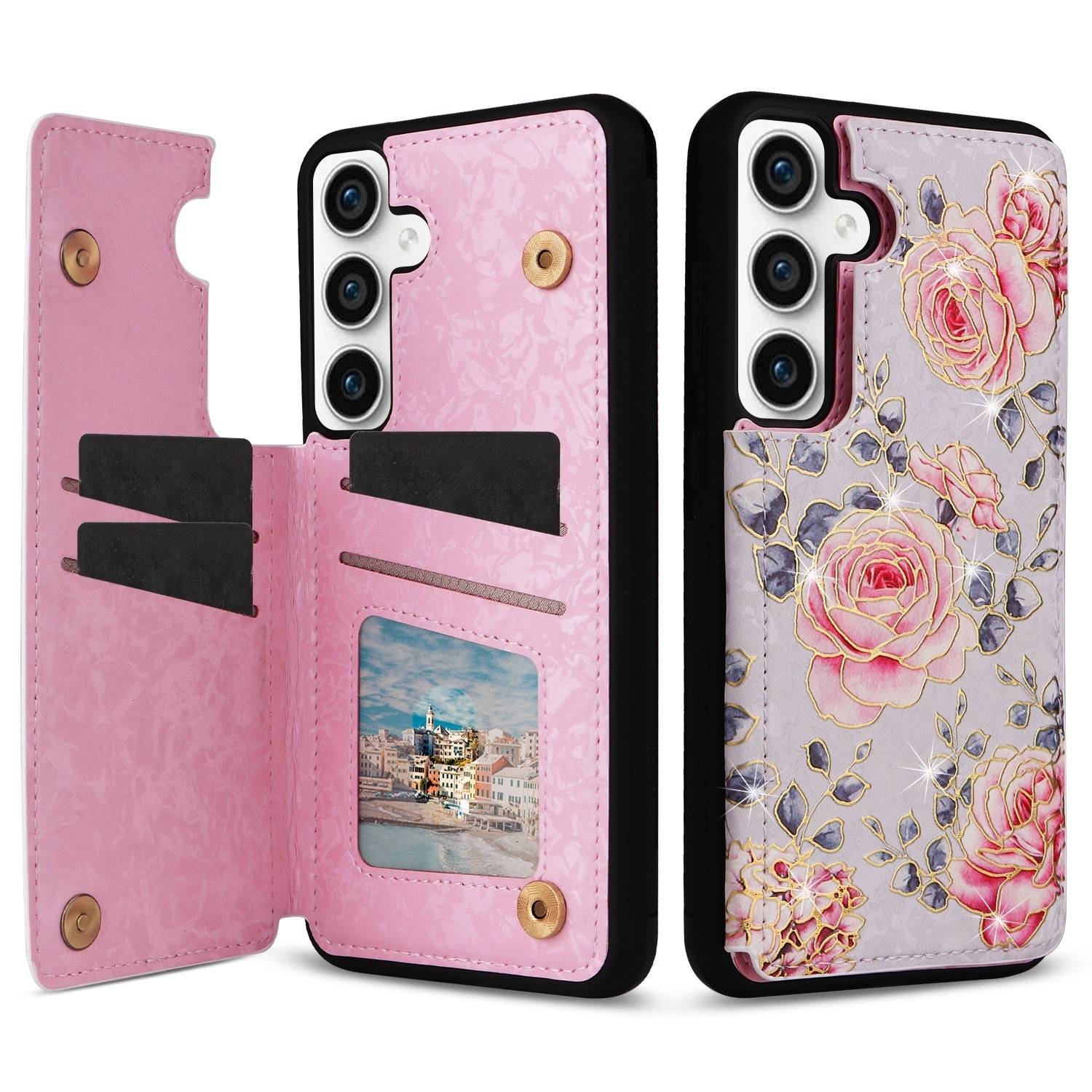 Für Samsung Galaxy S23 FE RFID Anti Datenklau Hülle Blumen Motiv 1