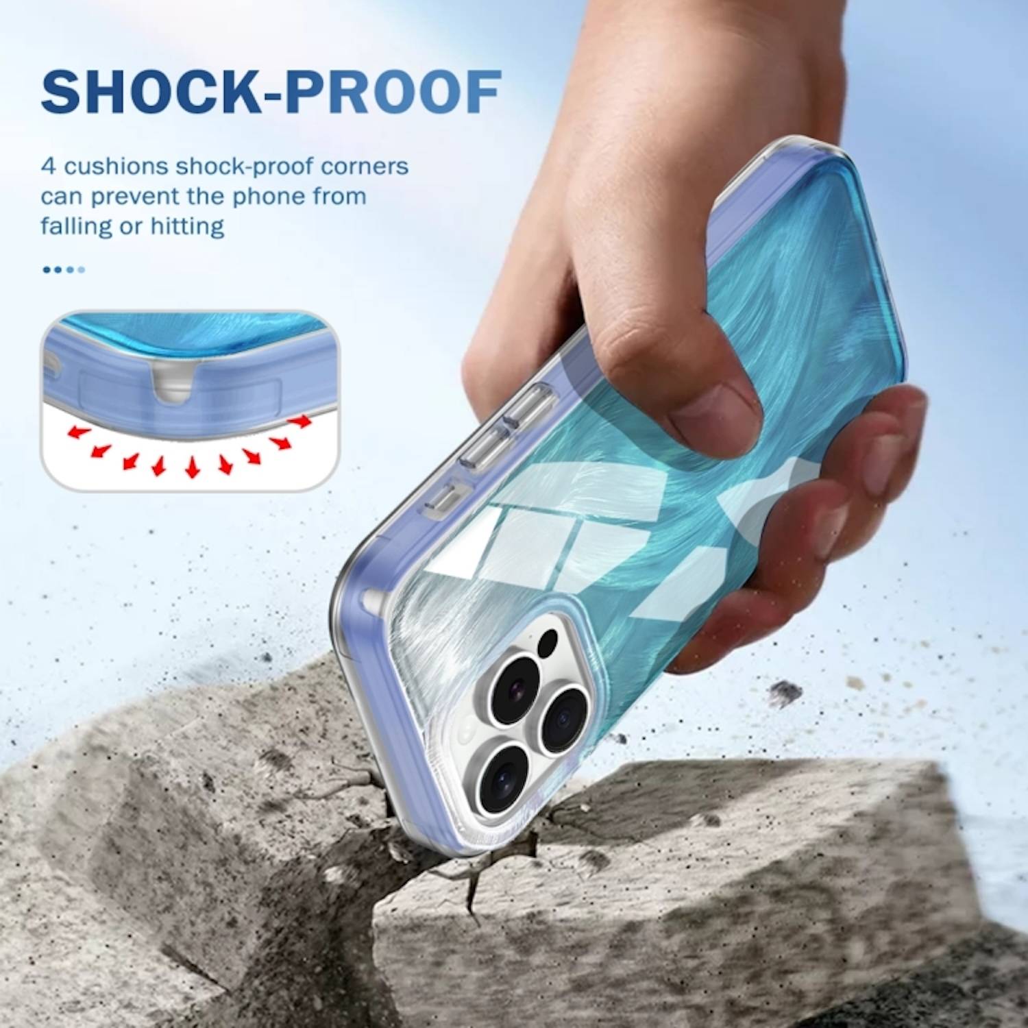 Für Apple iPhone 15 Pro Max Feder Design Bumper TPU Schutz Hülle Blau