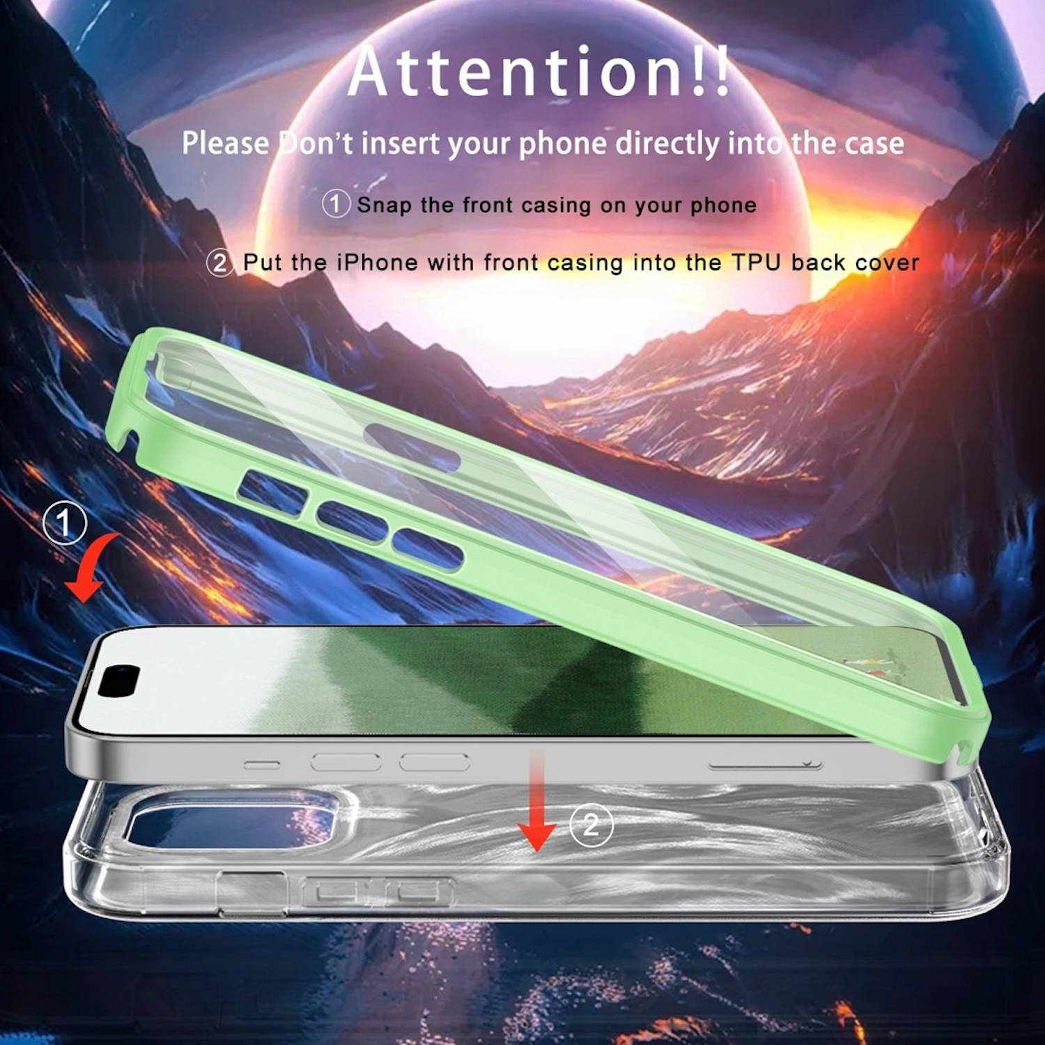 Für Apple iPhone 15 Pro Max Feder Design Bumper TPU Schutz Hülle Grün