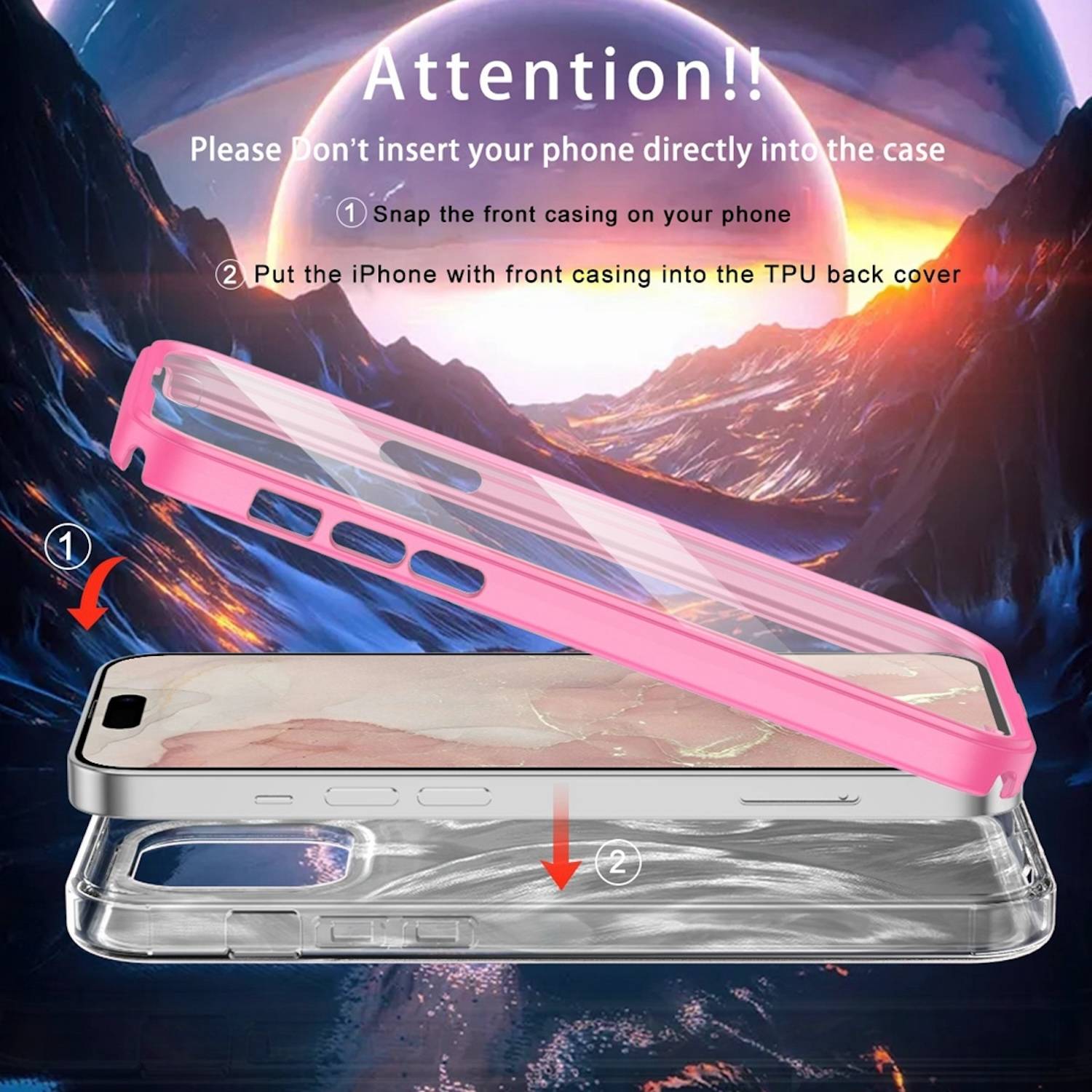 Für Apple iPhone 15 Pro Max Feder Design Bumper TPU Schutz Hülle Rosa