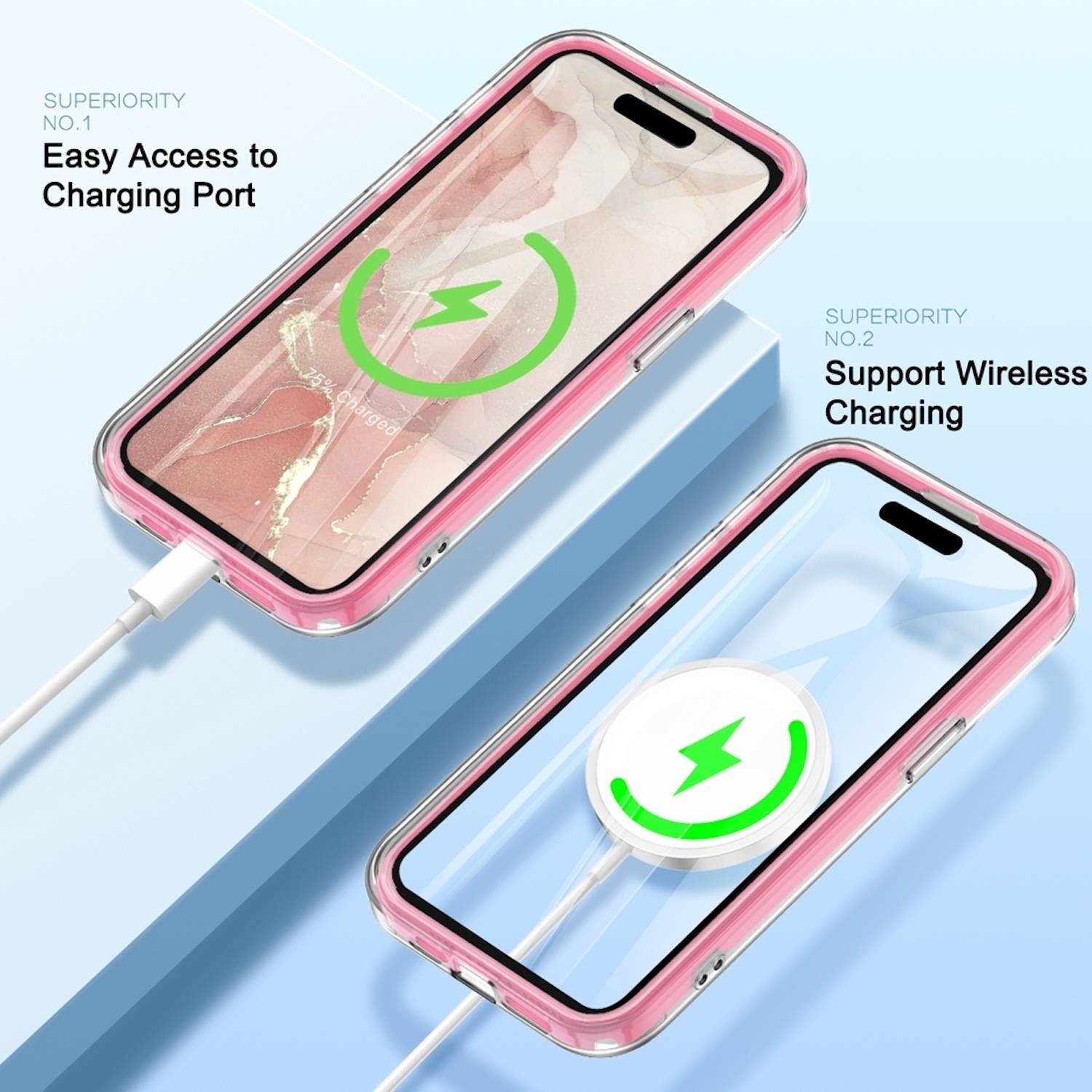 Für Apple iPhone 15 Pro Max Feder Design Bumper TPU Schutz Hülle Rosa