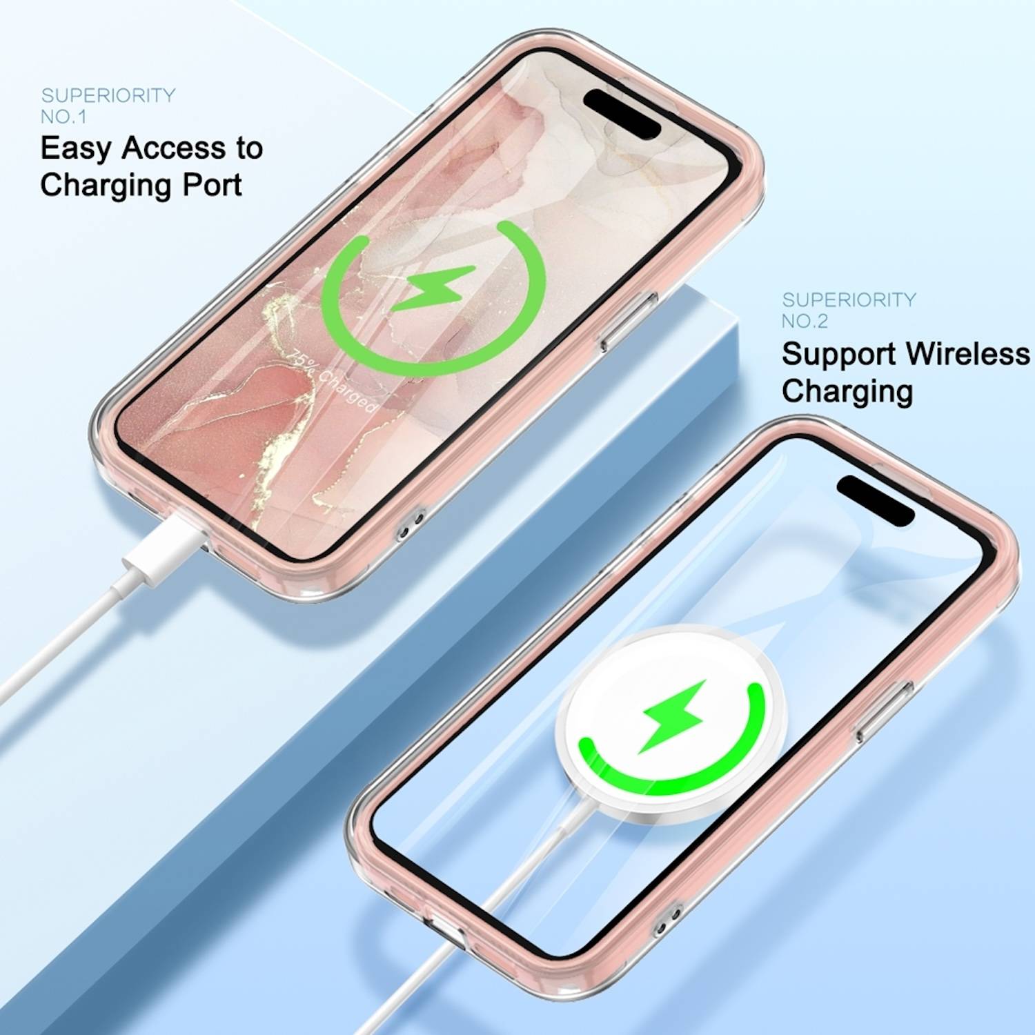 Für Apple iPhone 15 Pro Max Feder Design Bumper TPU Schutz Hülle Pink