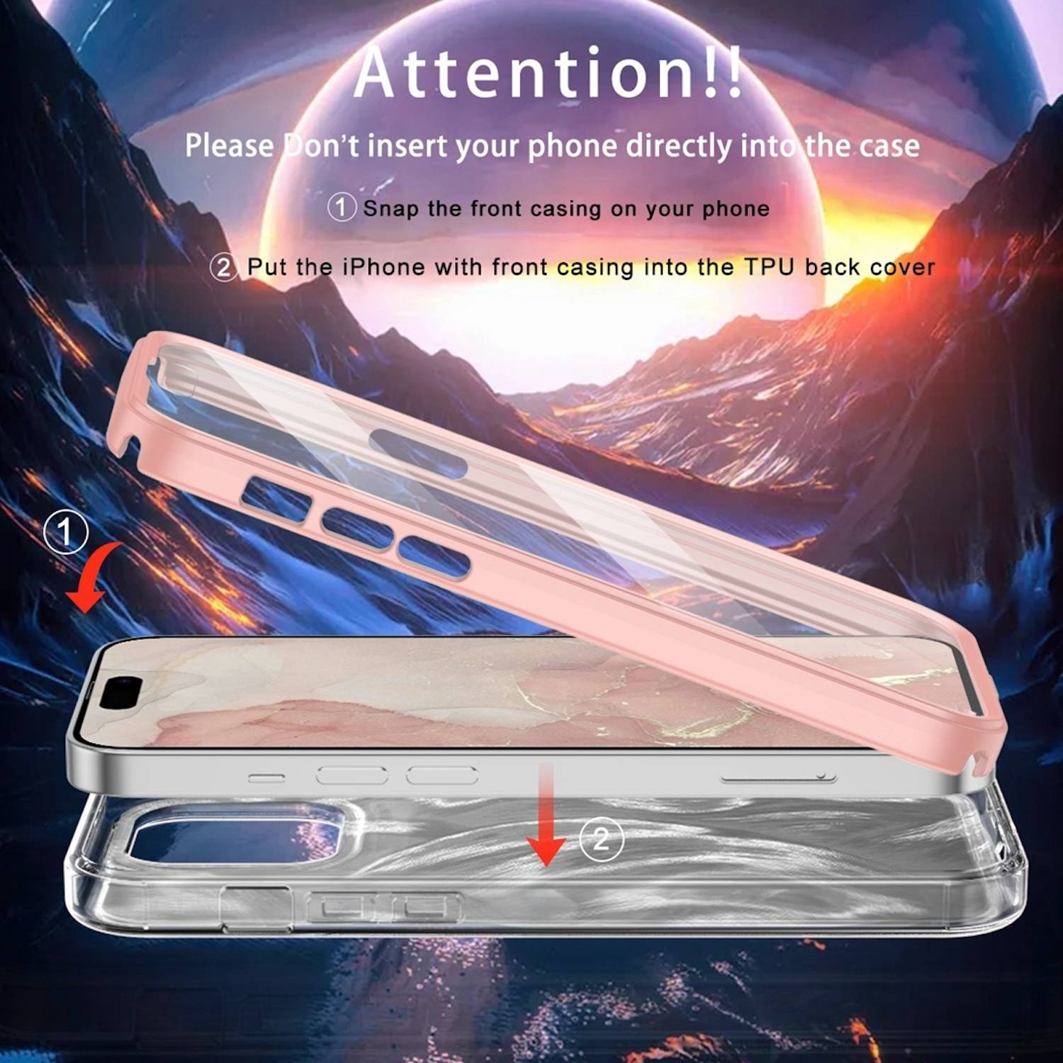 Für Apple iPhone 15 Pro Max Feder Design Bumper TPU Schutz Hülle Pink