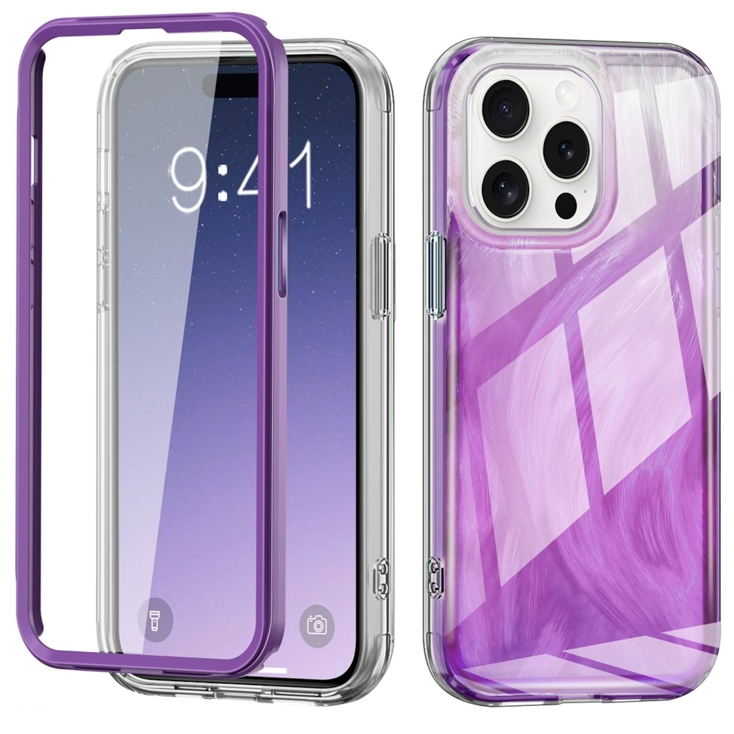 Für Apple iPhone 15 Pro Max Feder Design Bumper TPU Schutz Hülle Lila