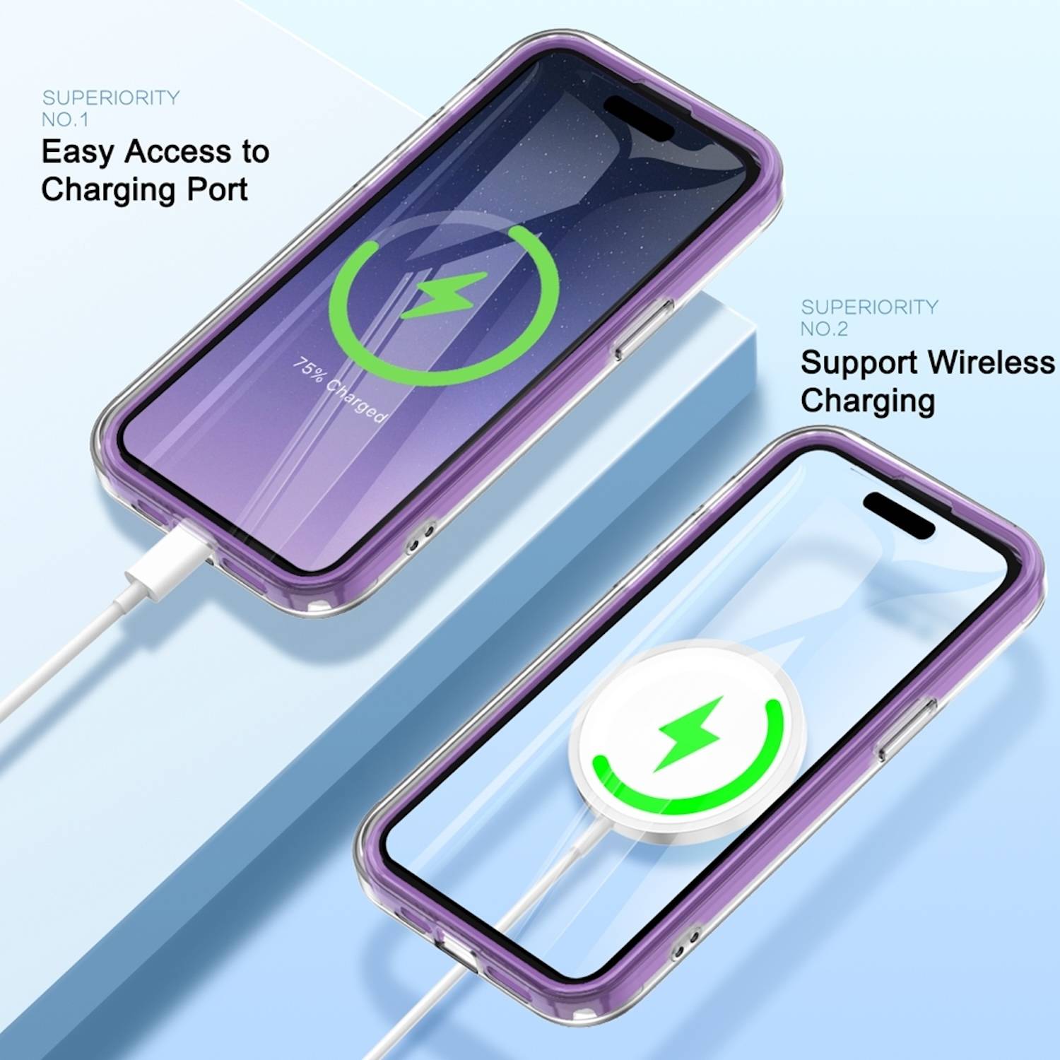 Für Apple iPhone 15 Pro Max Feder Design Bumper TPU Schutz Hülle Lila