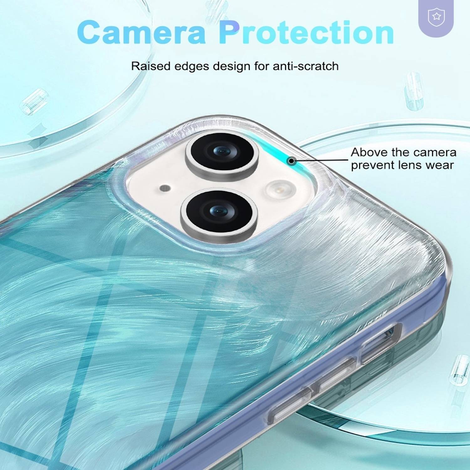 Für Apple iPhone 15 Plus Feder Design Bumper TPU Schutz Hülle Blau