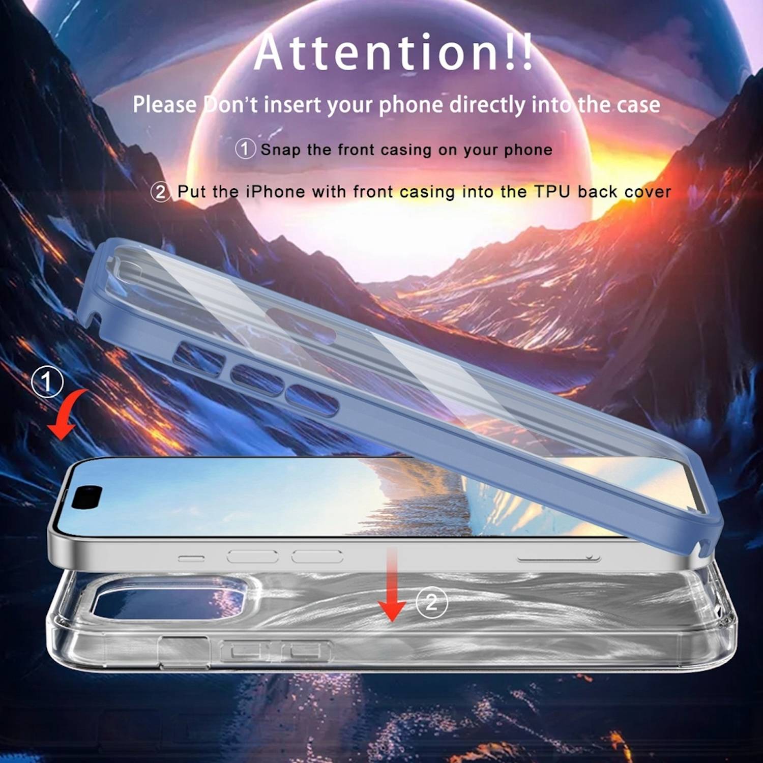 Für Apple iPhone 15 Plus Feder Design Bumper TPU Schutz Hülle Blau
