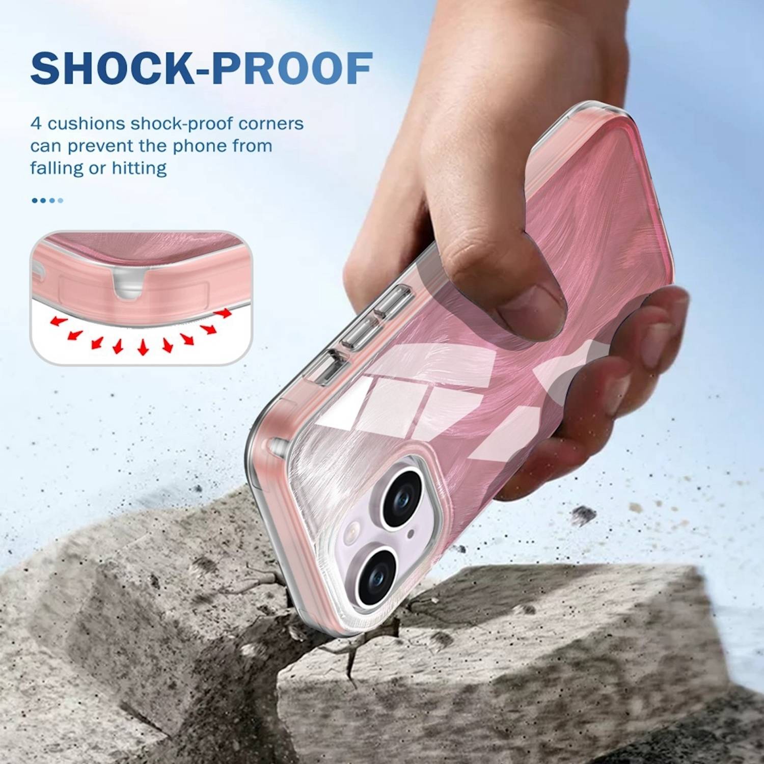 Für Apple iPhone 15 Plus Feder Design Bumper TPU Schutz Hülle Pink