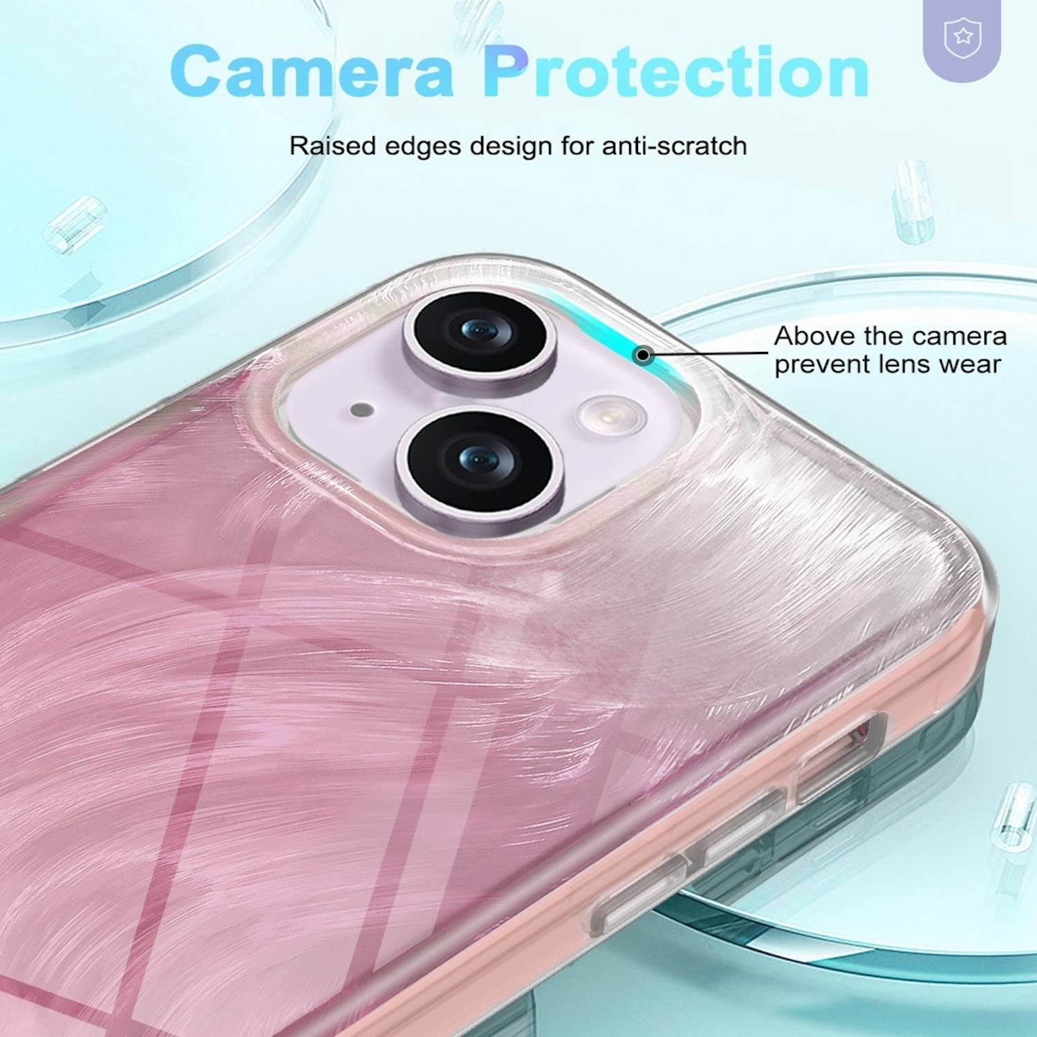 Für Apple iPhone 15 Feder Design Bumper Hybrid TPU Schutz Hülle Pink