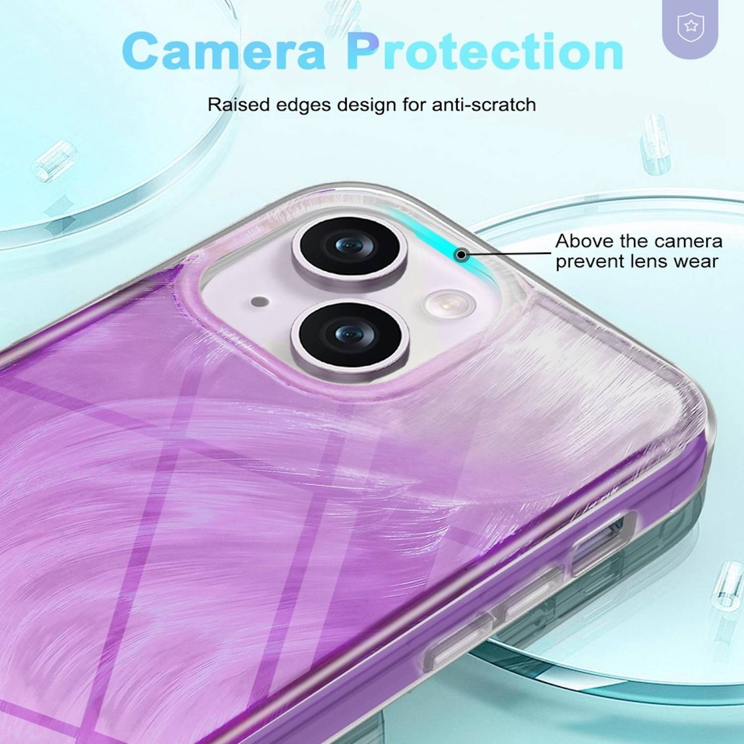 Für Apple iPhone 15 Plus Feder Design Bumper TPU Schutz Hülle Lila