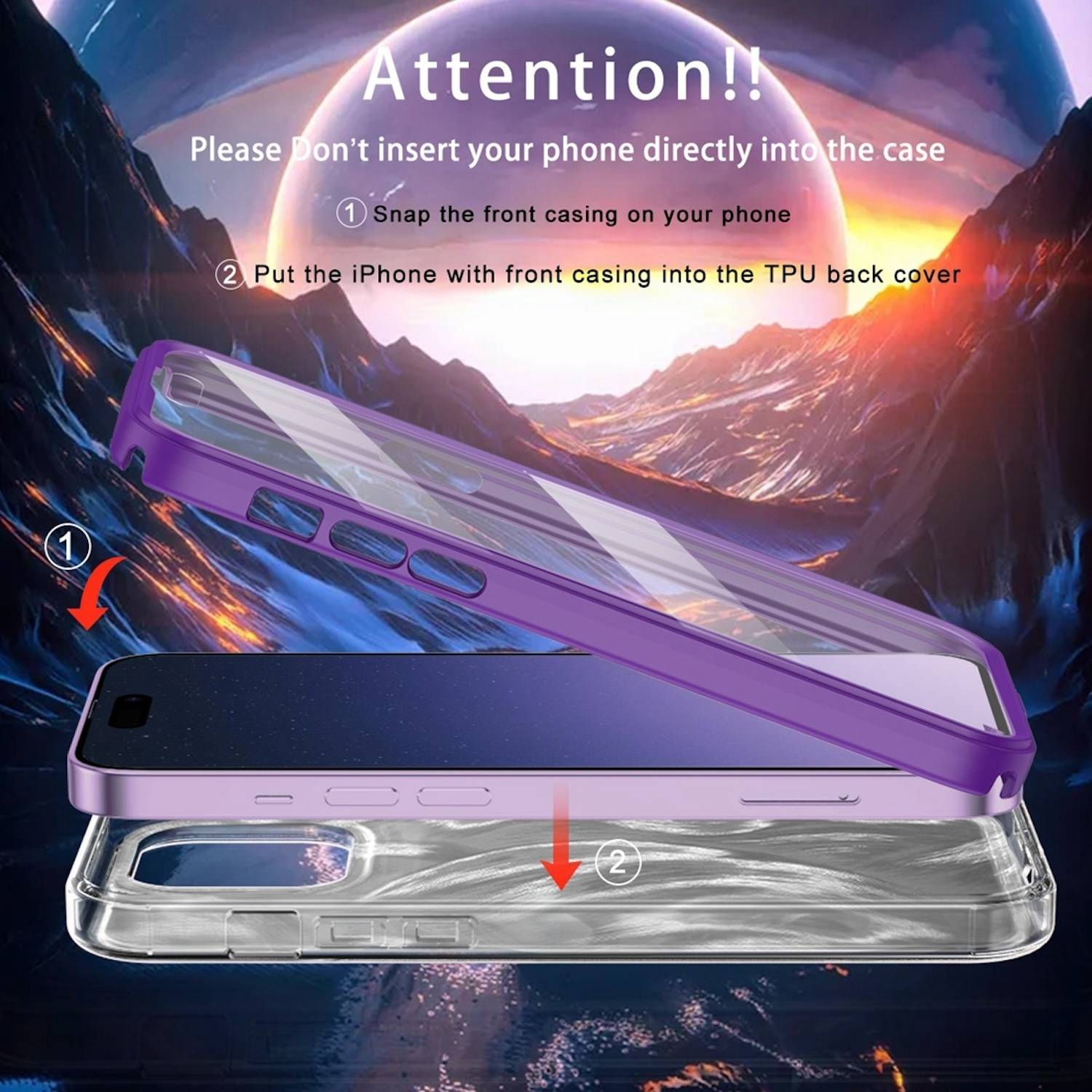 Für Apple iPhone 15 Plus Feder Design Bumper TPU Schutz Hülle Lila