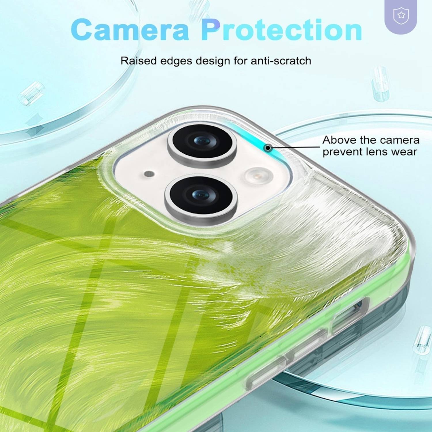 Für Apple iPhone 15 Feder Design Bumper Hybrid TPU Schutz Hülle Grün