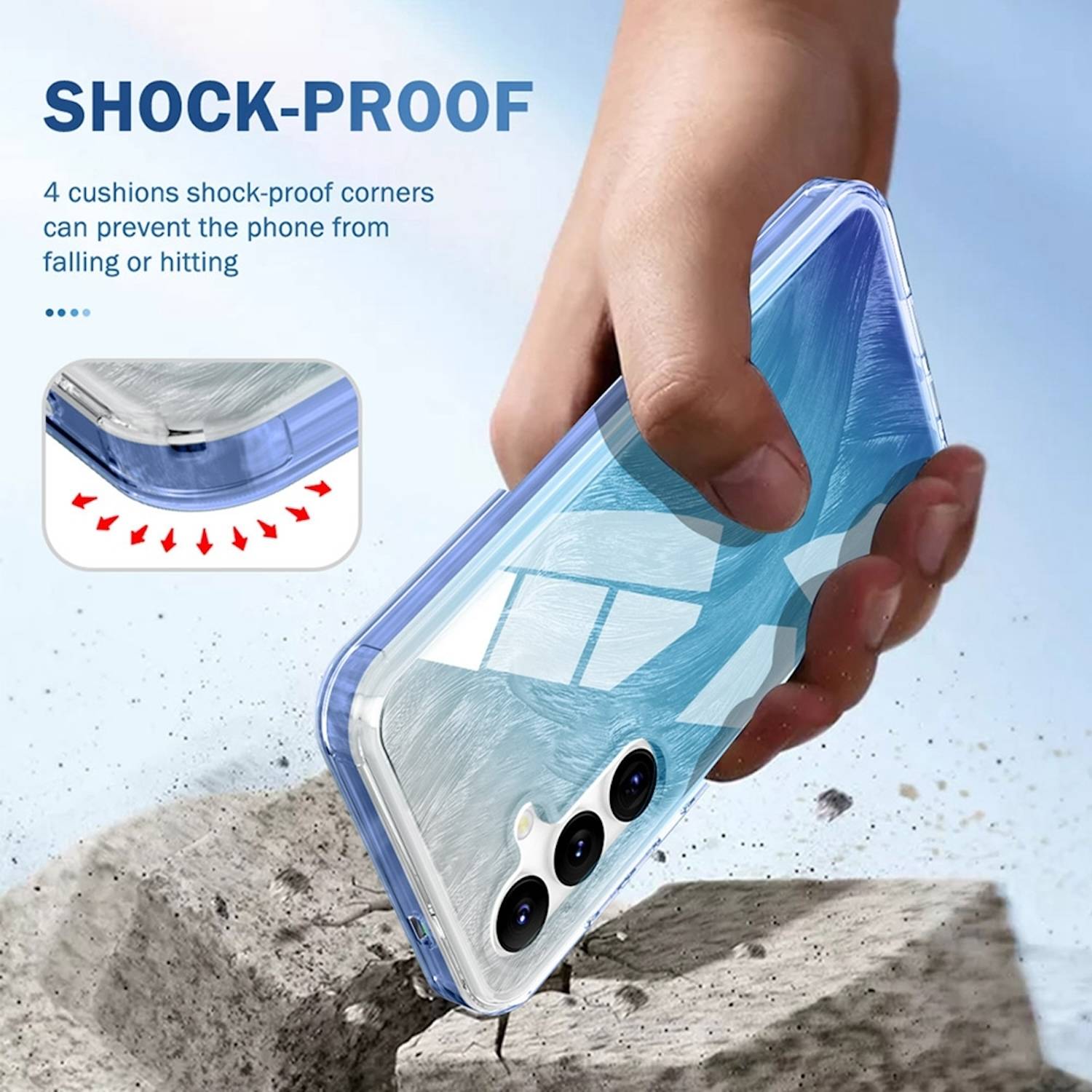 Für Samsung Galaxy S24 Feder Design Bumper TPU Schutz Hülle Case Blau